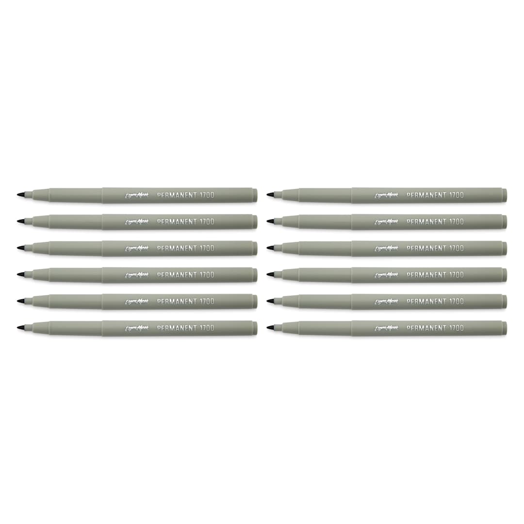 Open in modal - Liqui-Mark Permanent Markers- Pkg of 12, Black, Extra Fine Tip with caps off