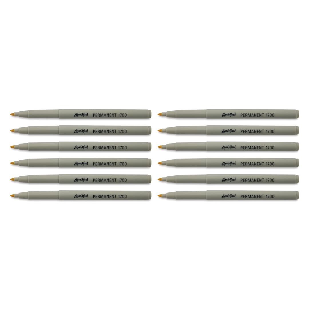 Open in modal - Liqui-Mark Permanent Markers- Pkg of 12, Yellow, Extra Fine Tip with caps off