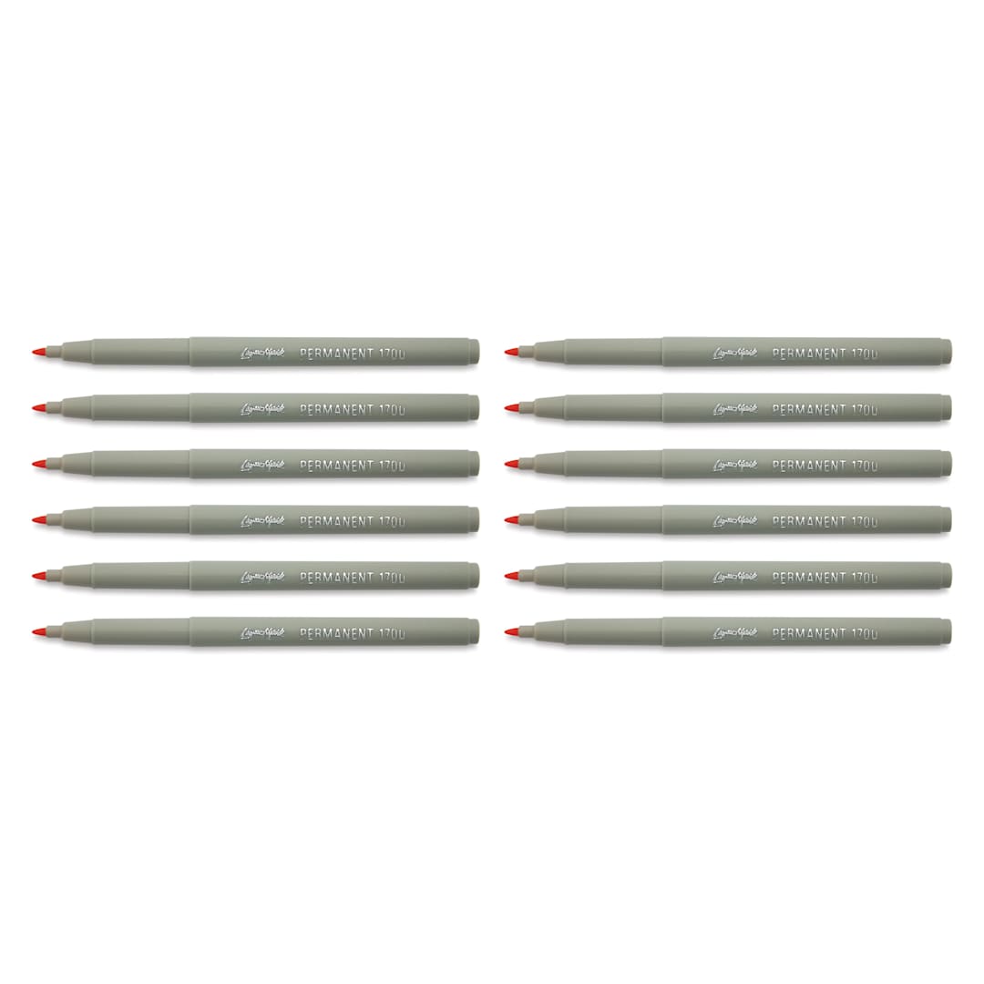 Open in modal - Liqui-Mark Permanent Markers- Pkg of 12, Orange, Extra Fine Tip with caps off