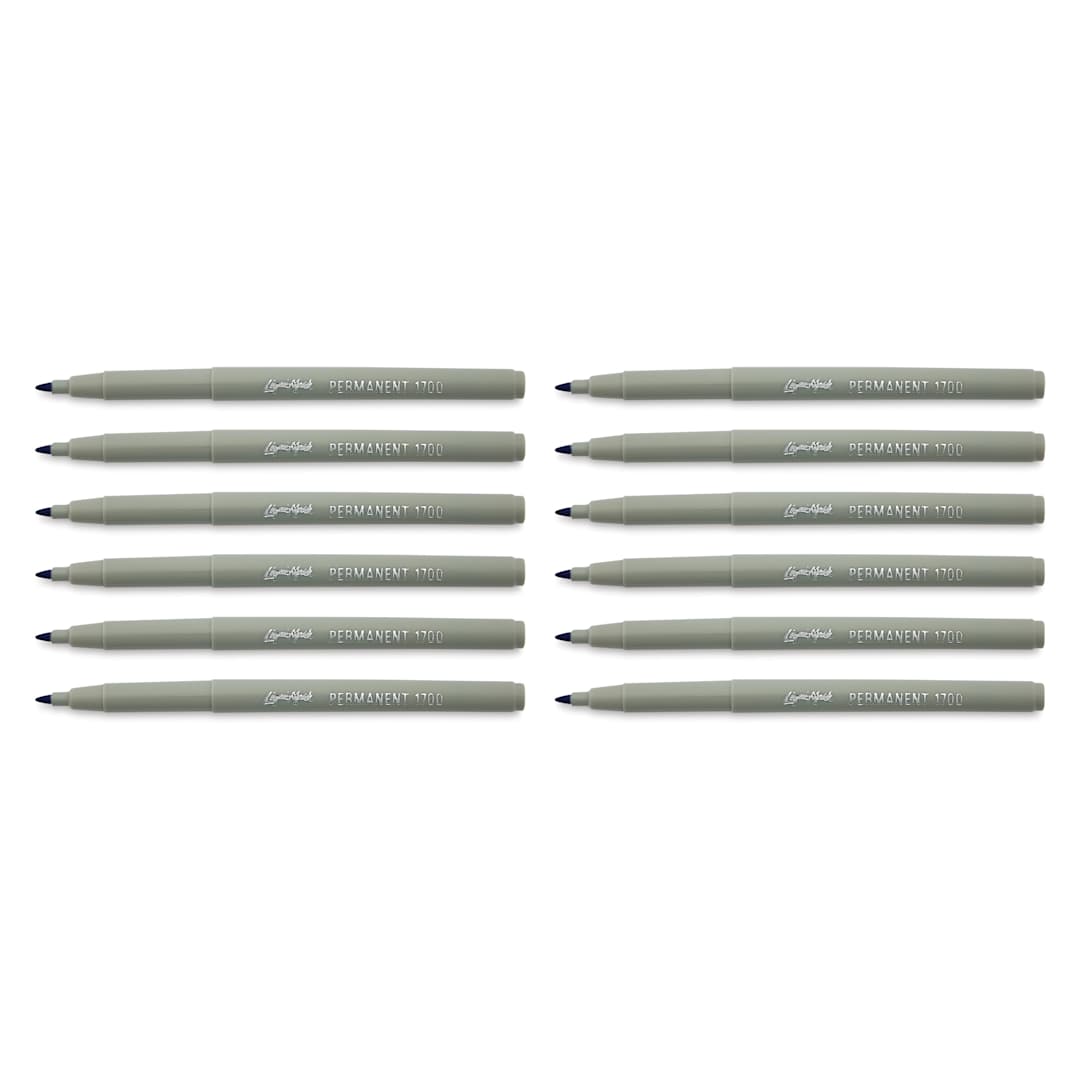 Open in modal - Liqui-Mark Permanent Markers- Pkg of 12, Blue, Extra Fine Tip with caps off