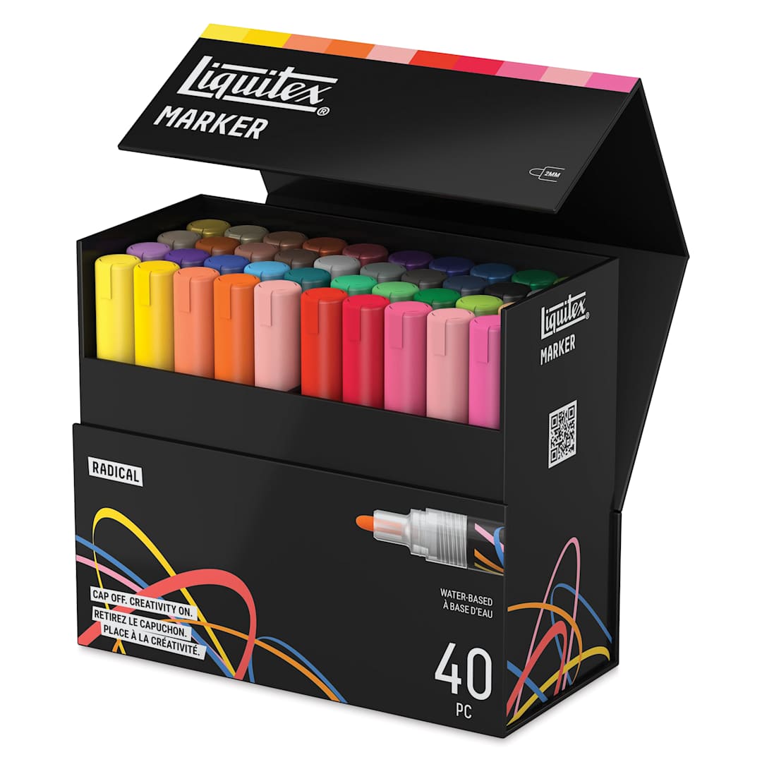 Open in modal - Liquitex Markers - Set of 40, Radical Colors, Bullet Tip, 2 mm