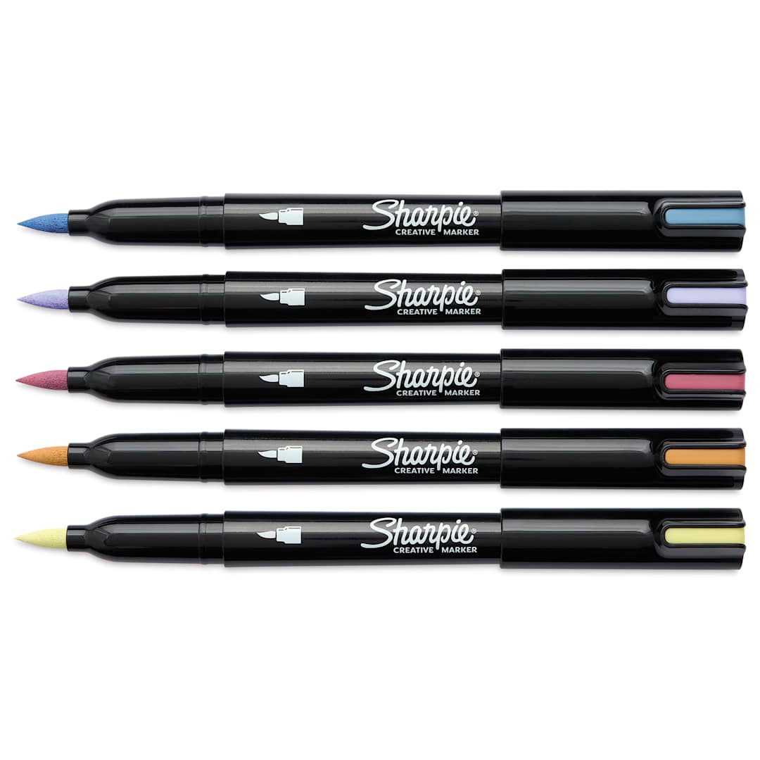 Open in modal - Sharpie Creative Acrylic Markers - Set of 5, Warm Tones, Brush Tip