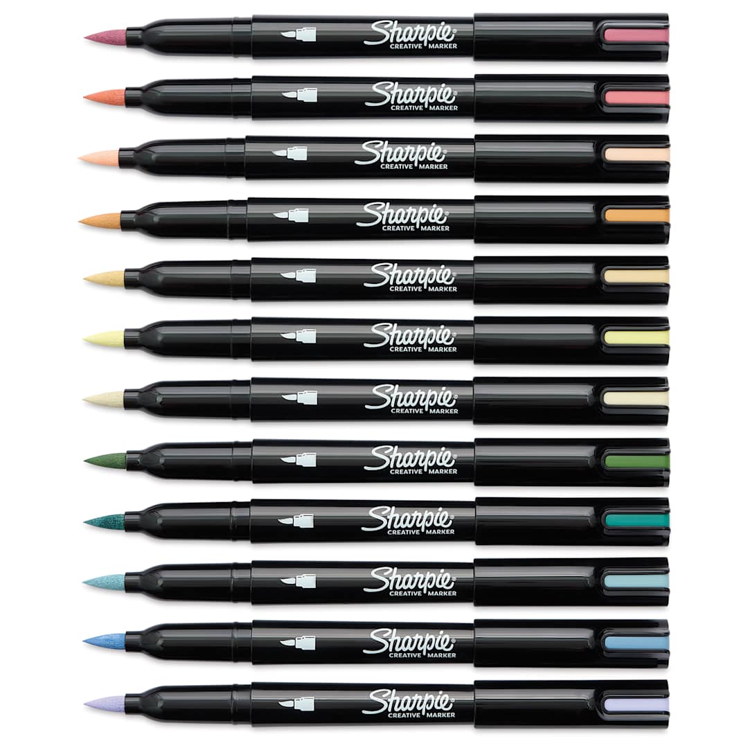 Open in modal - Sharpie Creative Acrylic Markers - Set of 12, Warm Tones, Brush Tip