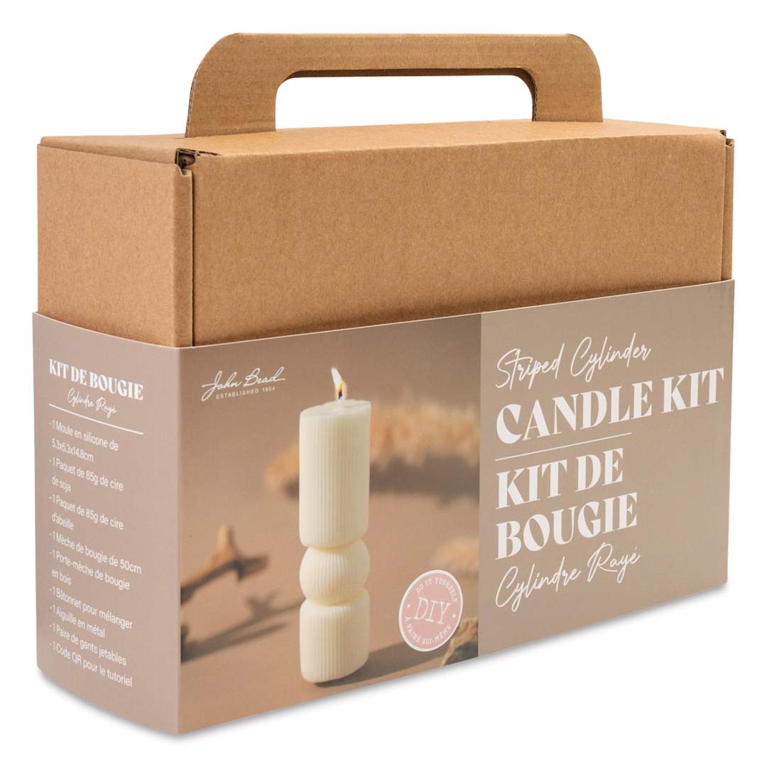 Open in modal - John Bead Striped Cylinder Candle Making Kit front of packaging