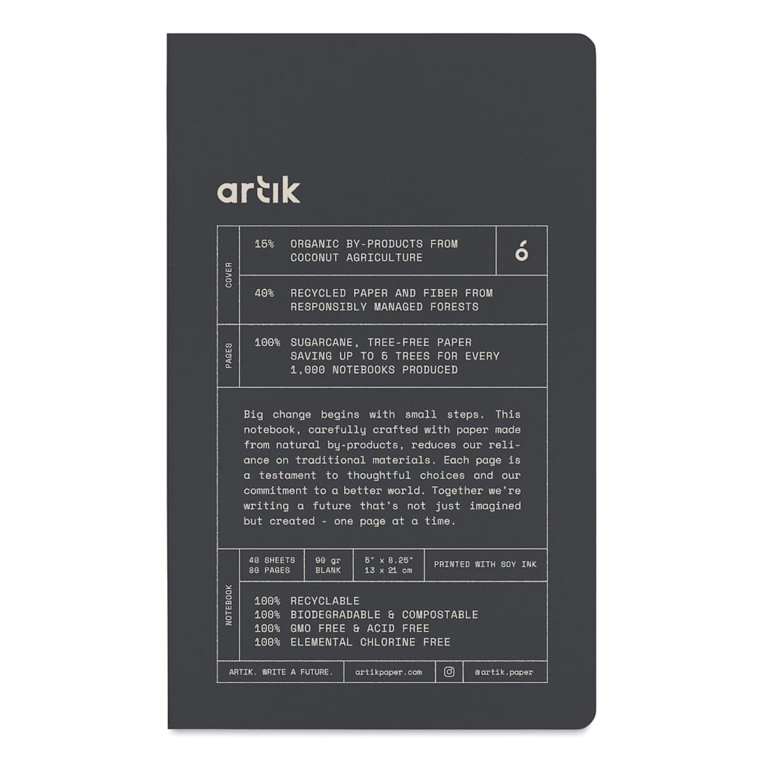 Open in modal - Artik Singer Sewn Notebook - Coconut, 5" x 8-1/4", Blank, Pkg of 2, front cover