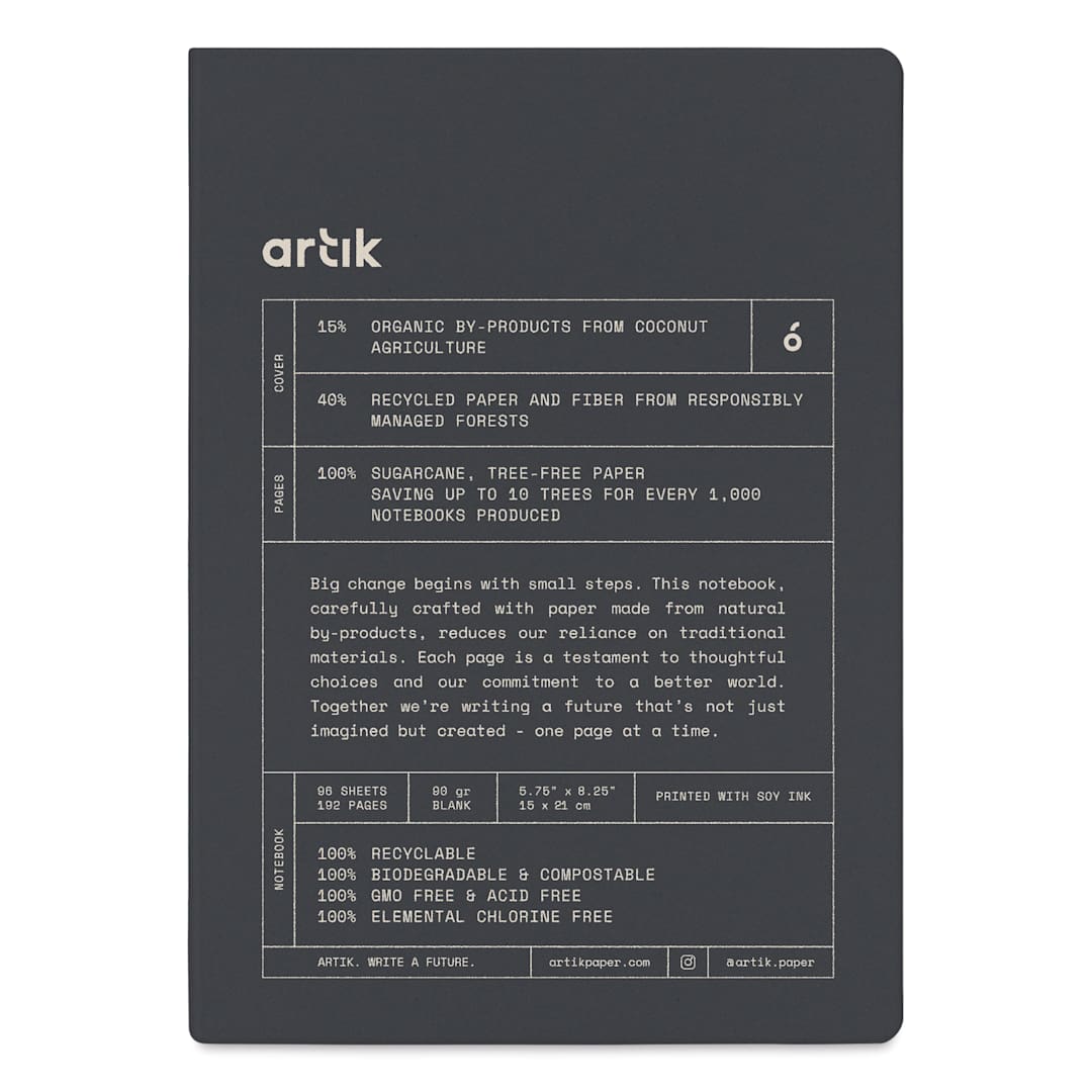 Open in modal - Artik Hardcover Notebook - Coconut, 5-3/4" x 8-1/4", Blank, front
