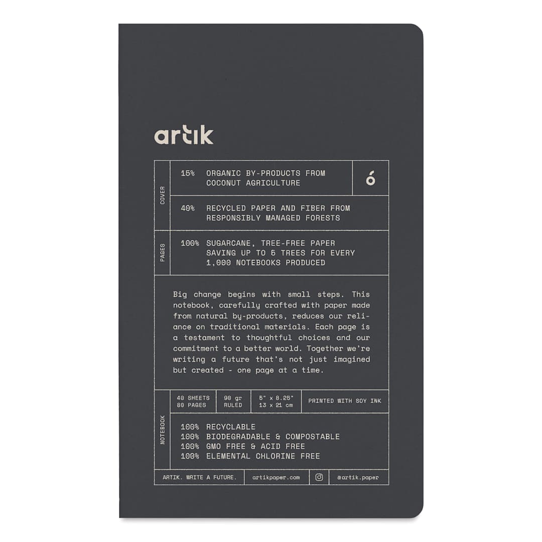 Open in modal - Artik Singer Sewn Notebook - Coconut, 5" x 8-1/4", Ruled, Pkg of 2, front cover