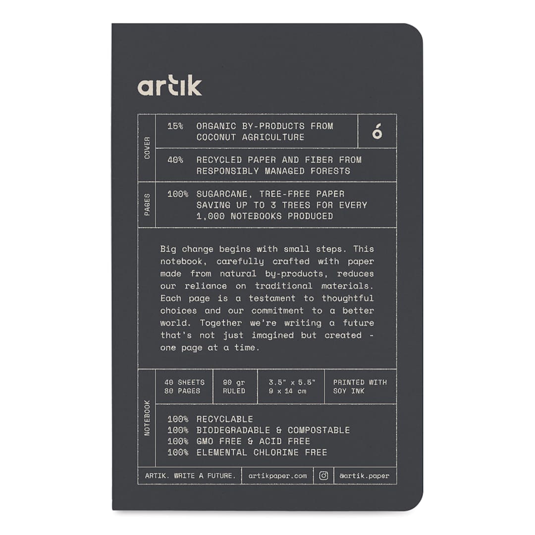 Open in modal - Artik Singer Sewn Notebook - Coconut, 3-1/2" x 5-1/2", Ruled, Pkg of 3, front cover