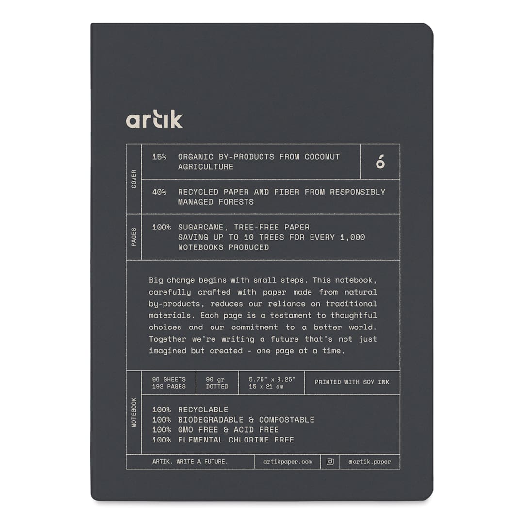 Open in modal - Artik Hardcover Notebook - Coconut, 5-3/4" x 8-1/4", Dot Grid, front