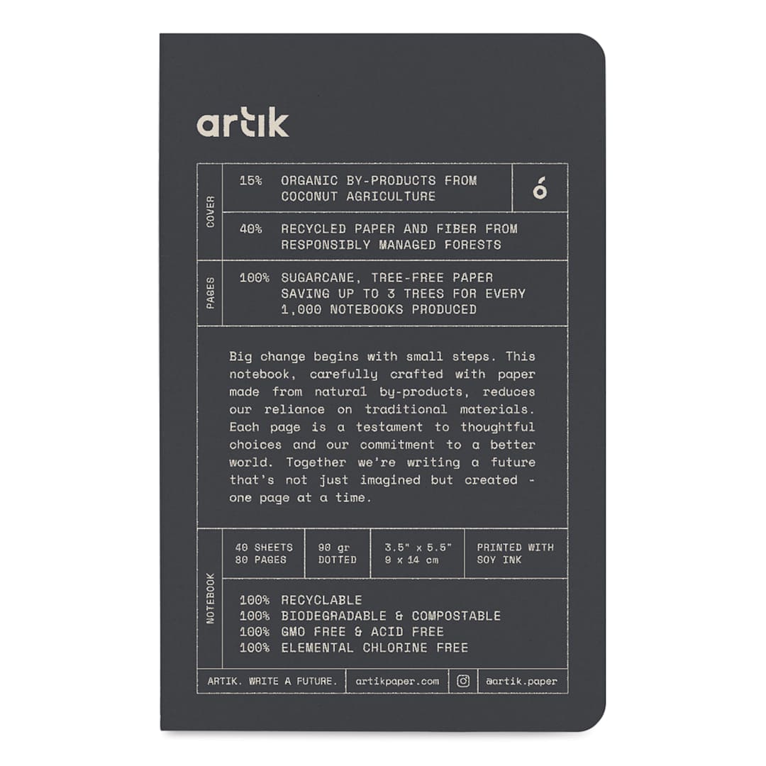 Open in modal - Artik Singer Sewn Notebook - Coconut, 3-1/2" x 5-1/2", Dot Grid, Pkg of 3, front cover