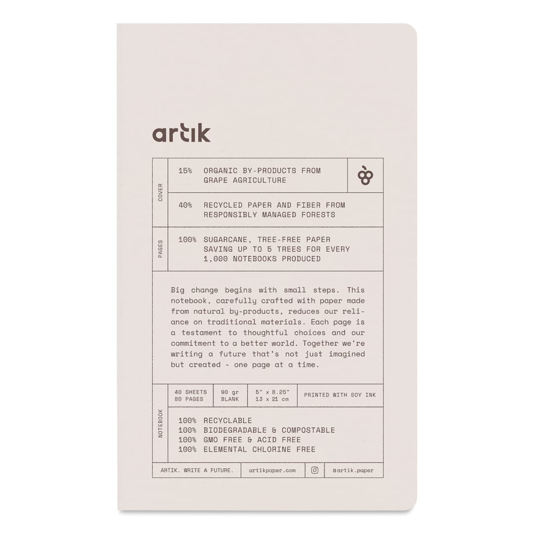 Open in modal - Artik Singer Sewn Notebook - Grape, 5" x 8-1/4", Blank, Pkg of 2, front cover