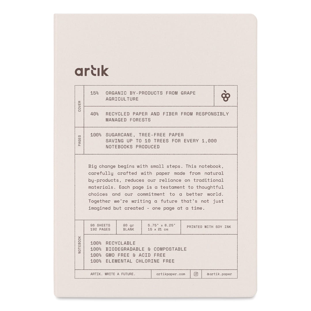 Open in modal - Artik Hardcover Notebook - Grape, 5-3/4" x 8-1/4", Blank, front