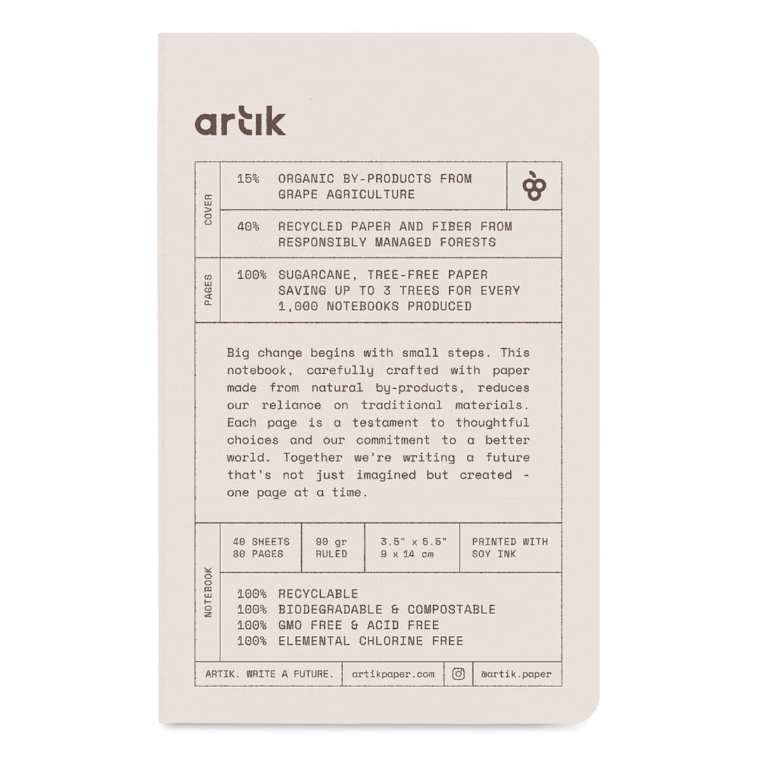 Open in modal - Artik Singer Sewn Notebook - Grape, 3-1/2" x 5-1/2", Ruled, Pkg of 3, front cover