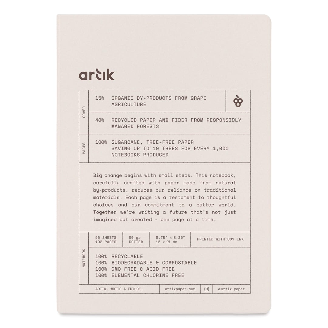 Open in modal - Artik Hardcover Notebook - Grape, 5-3/4" x 8-1/4", Dot Grid, front