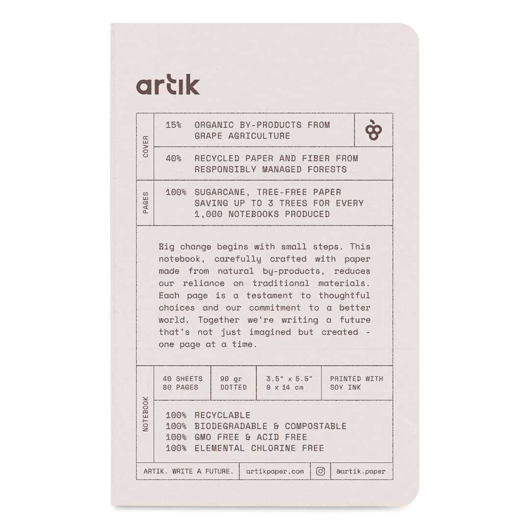 Open in modal - Artik Singer Sewn Notebook - Grape, 3-1/2" x 5-1/2", Dot Grid, Pkg of 3, front cover
