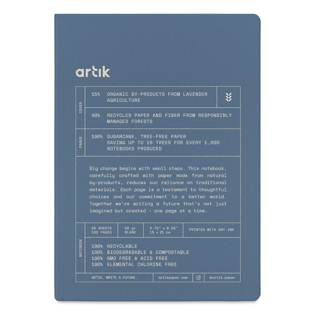 Open in modal - Artik Hardcover Notebook - Lavender, 5-3/4" x 8-1/4", Blank, front