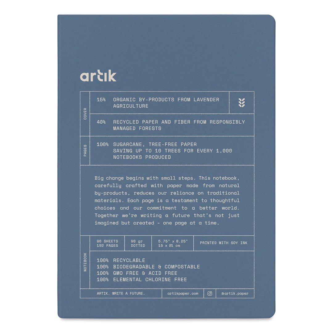 Open in modal - Artik Hardcover Notebook - Lavender, 5-3/4" x 8-1/4", Dot Grid, front