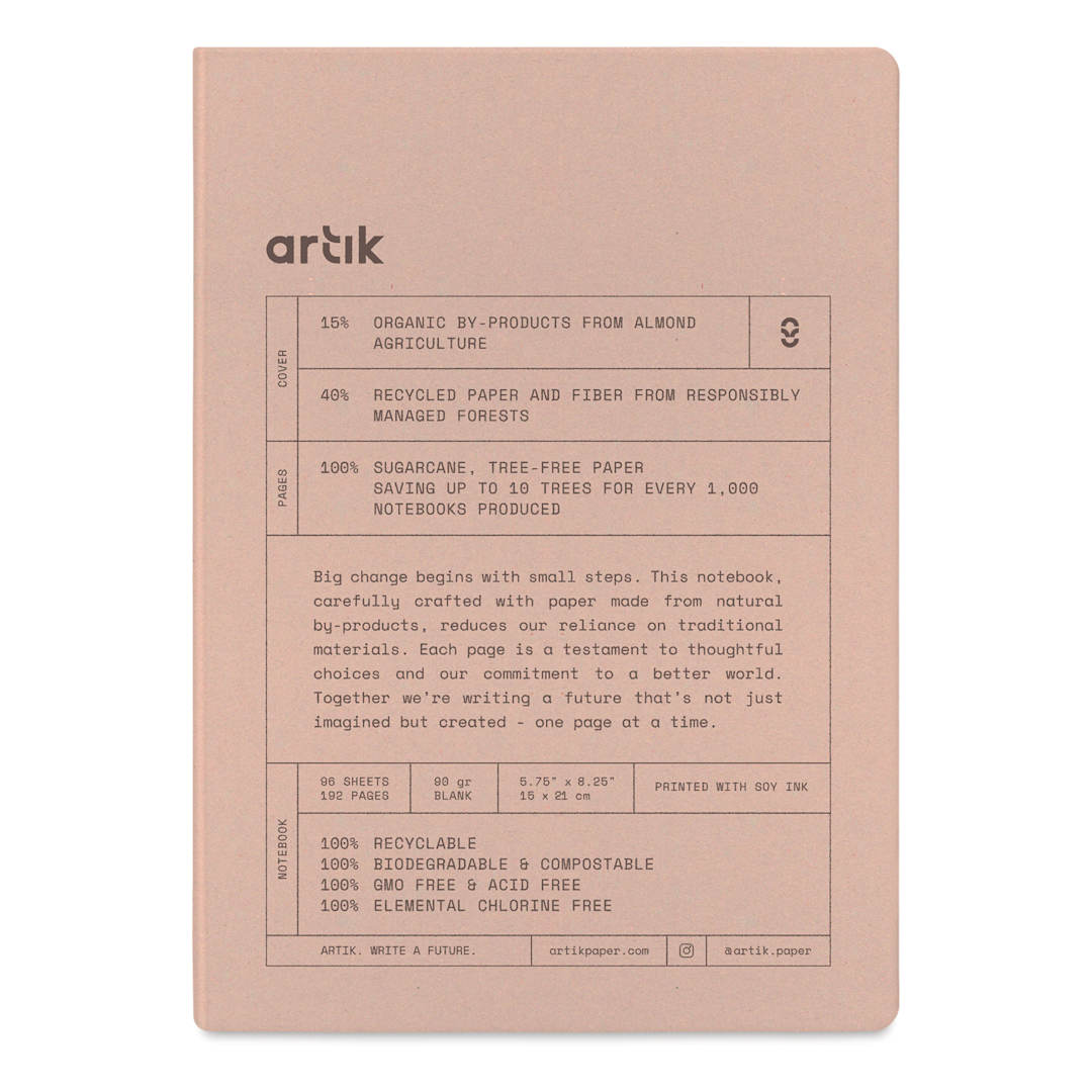 Open in modal - Artik Hardcover Notebook - Almond, 5-3/4" x 8-1/4", Blank, front