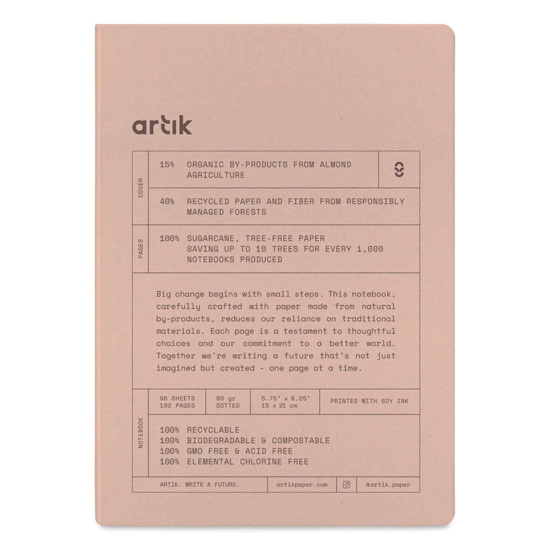 Open in modal - Artik Hardcover Notebook - Almond, 5-3/4" x 8-1/4", Dot Grid, front