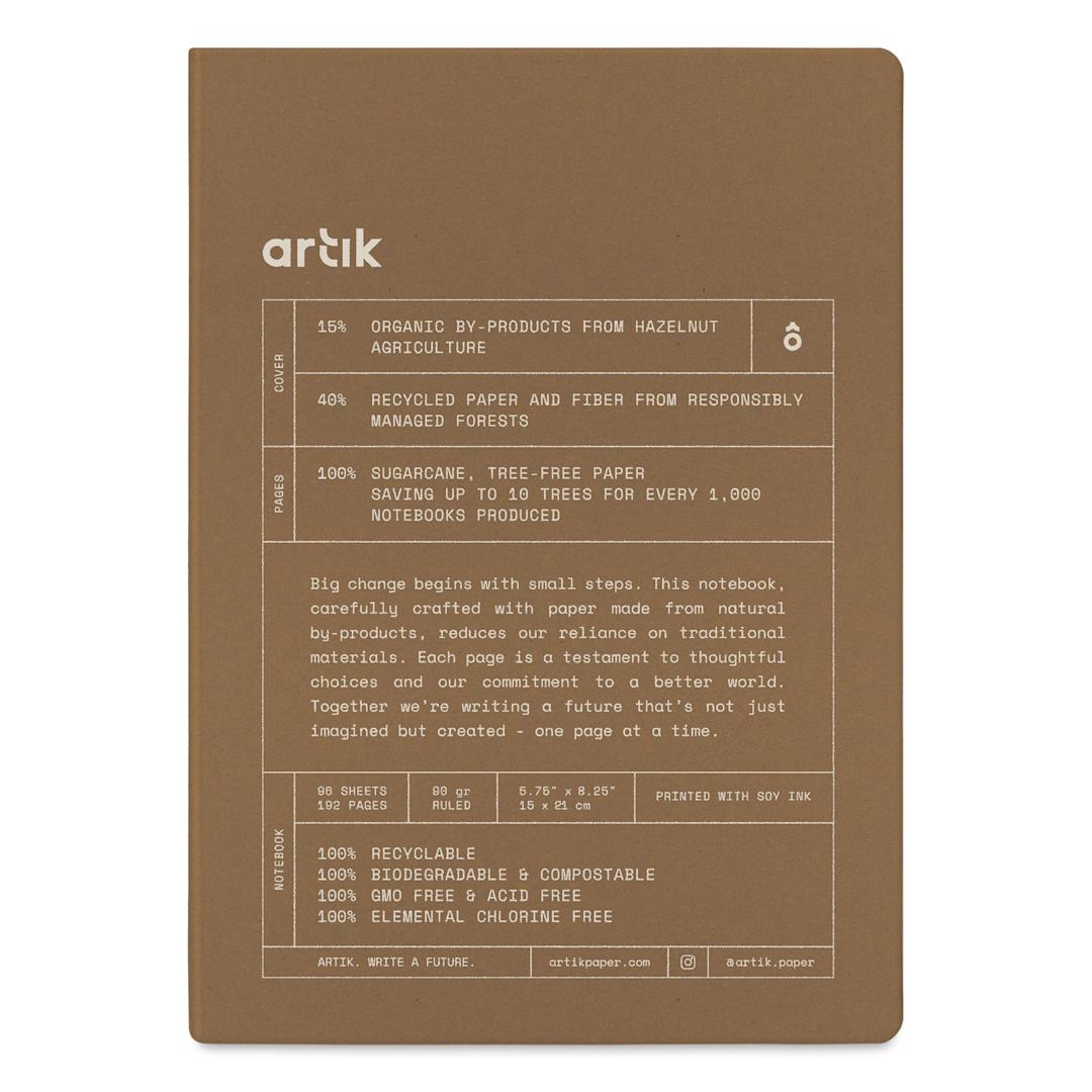 Open in modal - Artik Hardcover Notebook - Hazelnut, 5-3/4" x 8-1/4", Ruled, front
