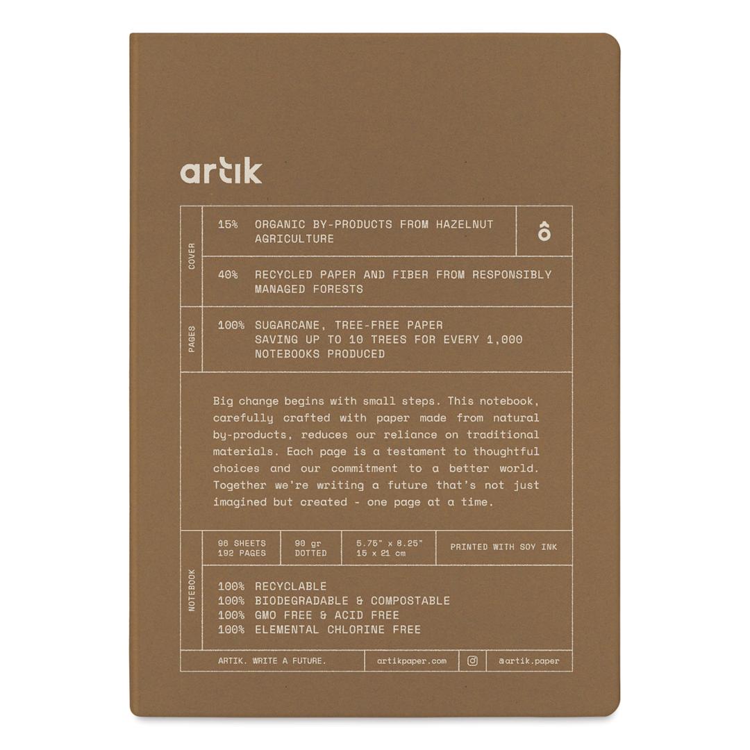 Open in modal - Artik Hardcover Notebook - Hazelnut, 5-3/4" x 8-1/4", Dot Grid, front
