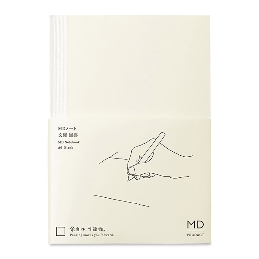 Open in modal - Midori MD Notebooks - A6, Blank, White, front cover