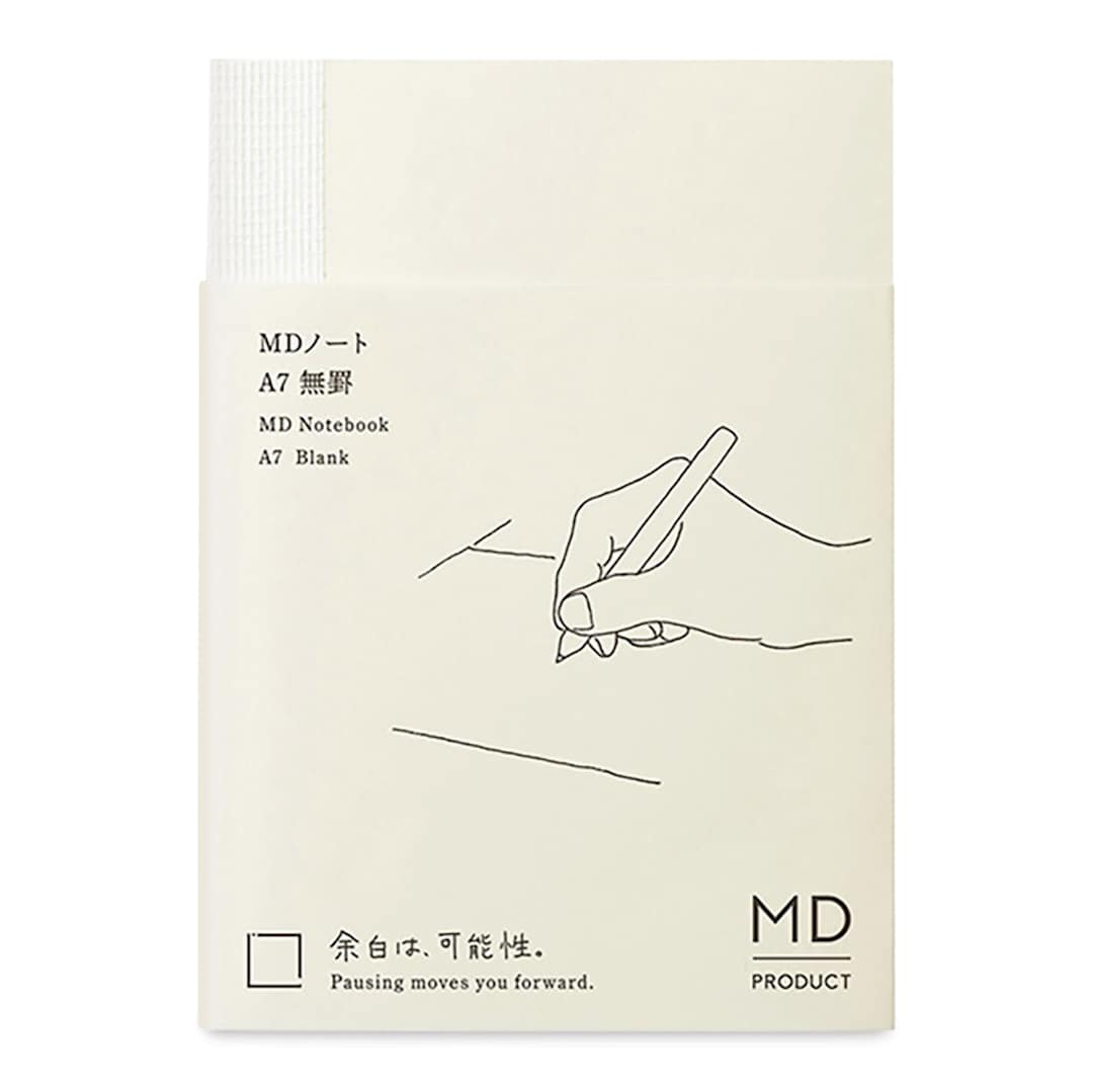 Open in modal - Midori MD Notebooks - A7, Blank, White, front cover
