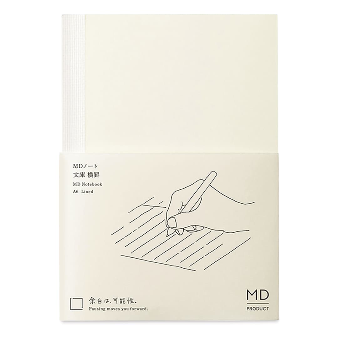 Open in modal - Midori MD Notebooks - A6, Lined, White, front cover