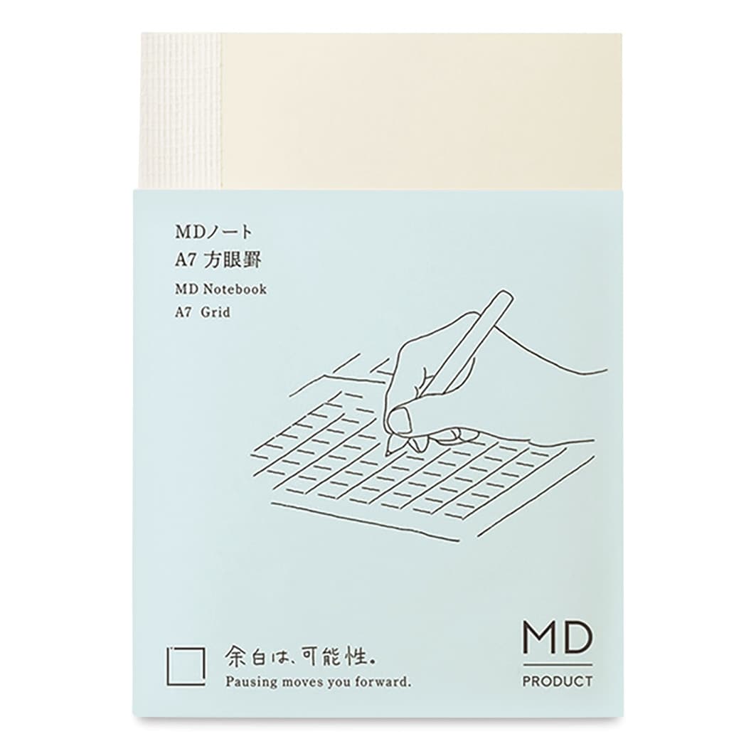 Open in modal - Midori MD Notebooks - A7, Grid, White, front cover