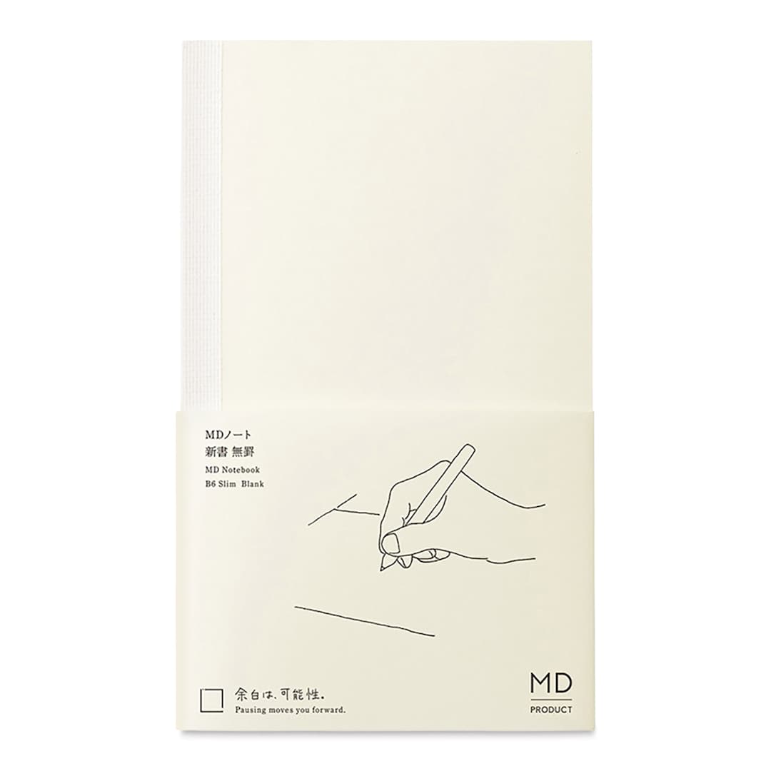 Open in modal - Midori MD Notebooks - B6 Slim, Blank, White, front cover