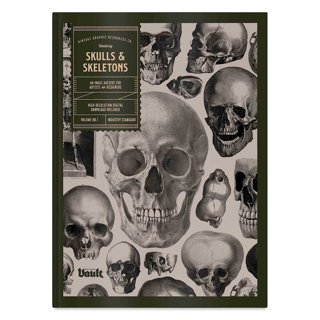 Open in modal - Vault Editions Skulls and Skeletons: An Image Archive for Artists and Designers, front cover