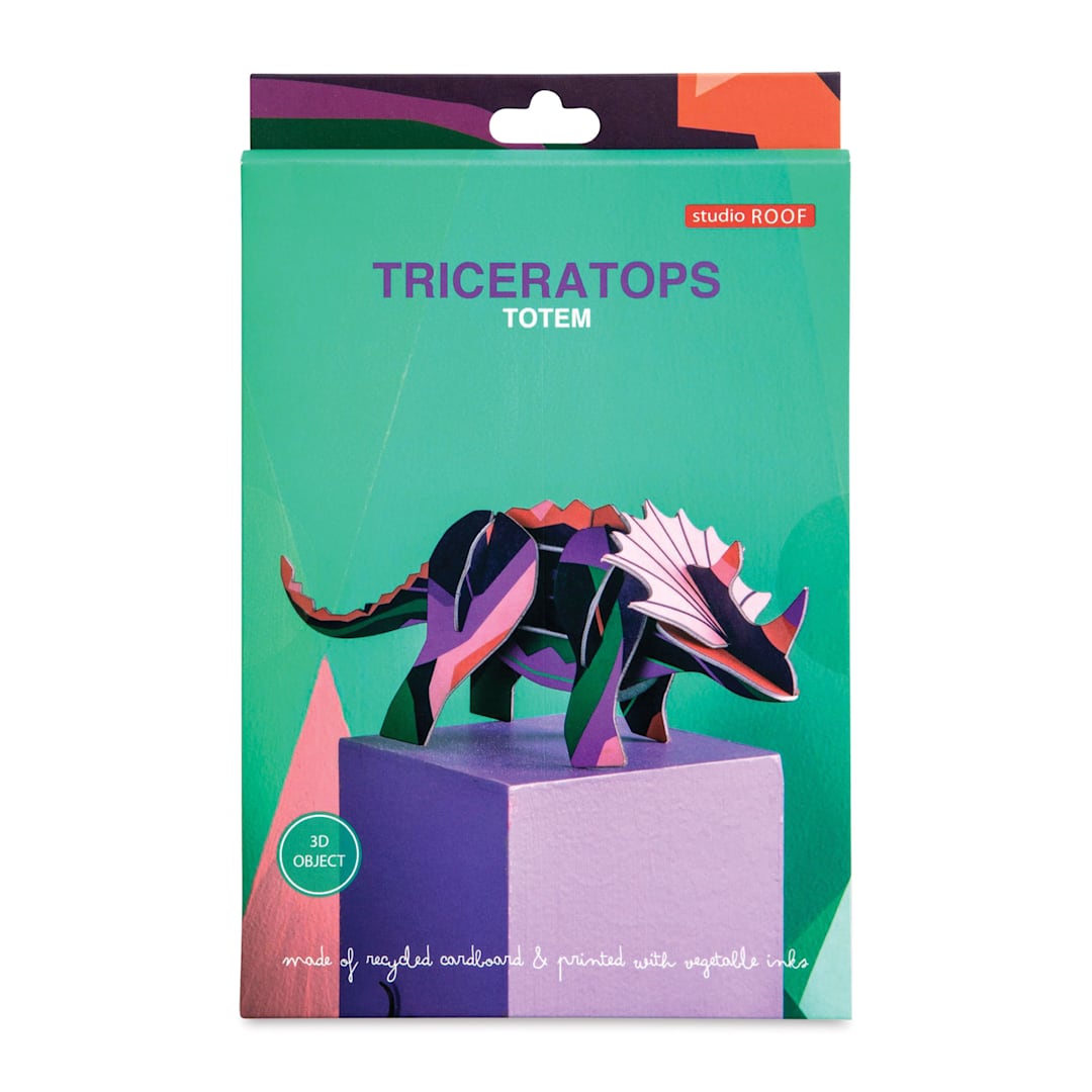 Open in modal - Studio Roof 3D Figures - Triceratops (Front of packaging)