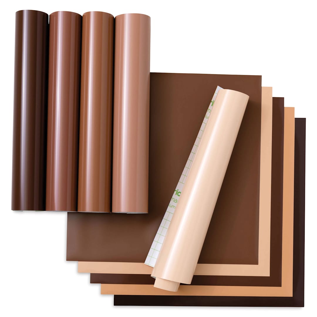 Open in modal - Cricut Permanent Vinyl - Skin Tone Sampler, 10 Sheets. spread out