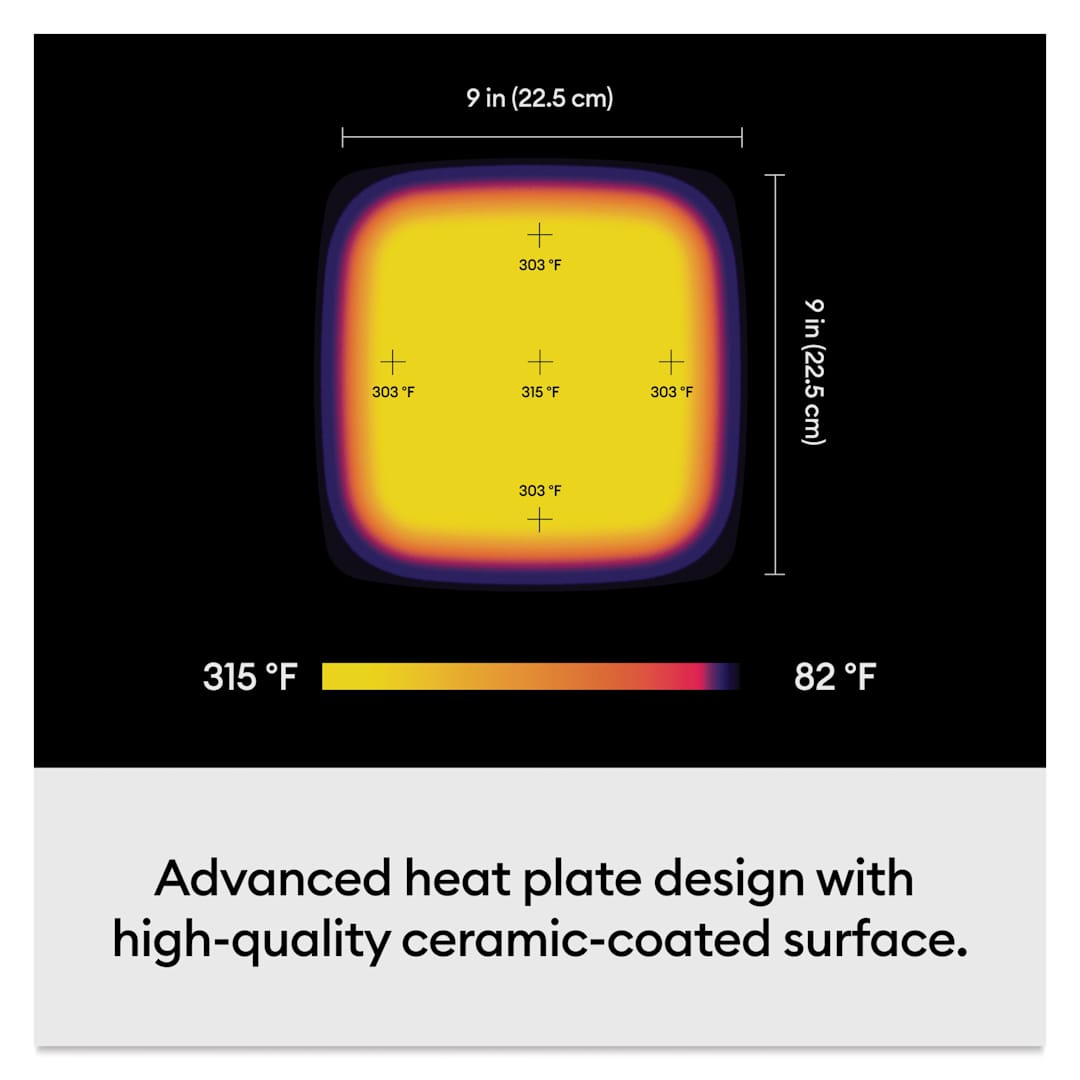 Open in modal - Cricut EasyPress 3 - Zen Blue, 9" x 9" - advanced heat plate design and dimensions