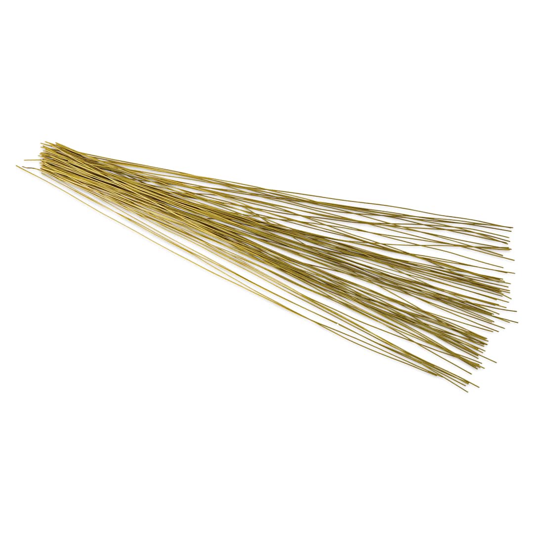 Open in modal - Craft Decor Bow Tying Wire - Gold, Pkg of 80, fanned outside of the packaging