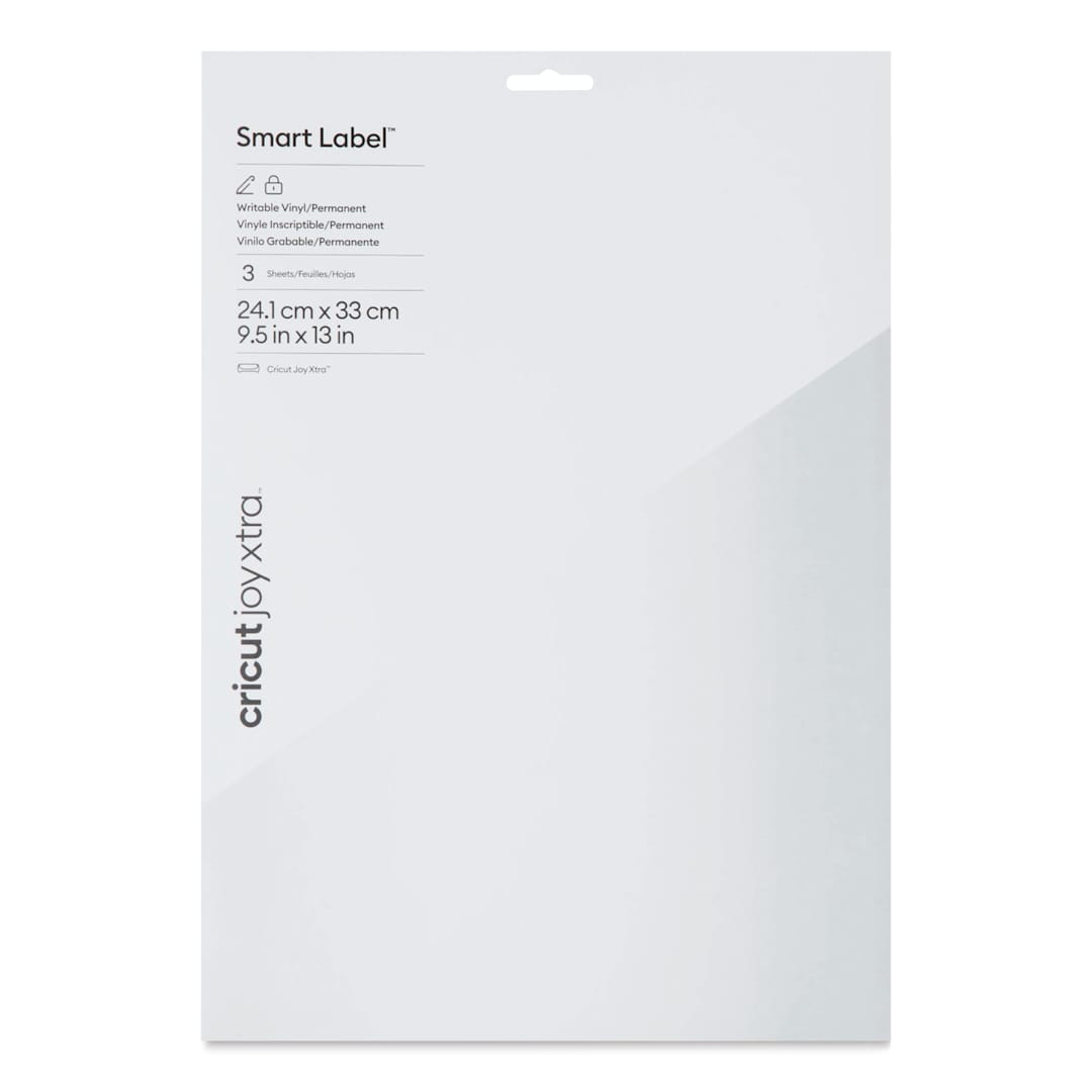 Open in modal - Cricut Joy Xtra Permanent Smart Label Writable Vinyl Sheets - 9-1/2" x 13", Pkg of 3 front of packaging