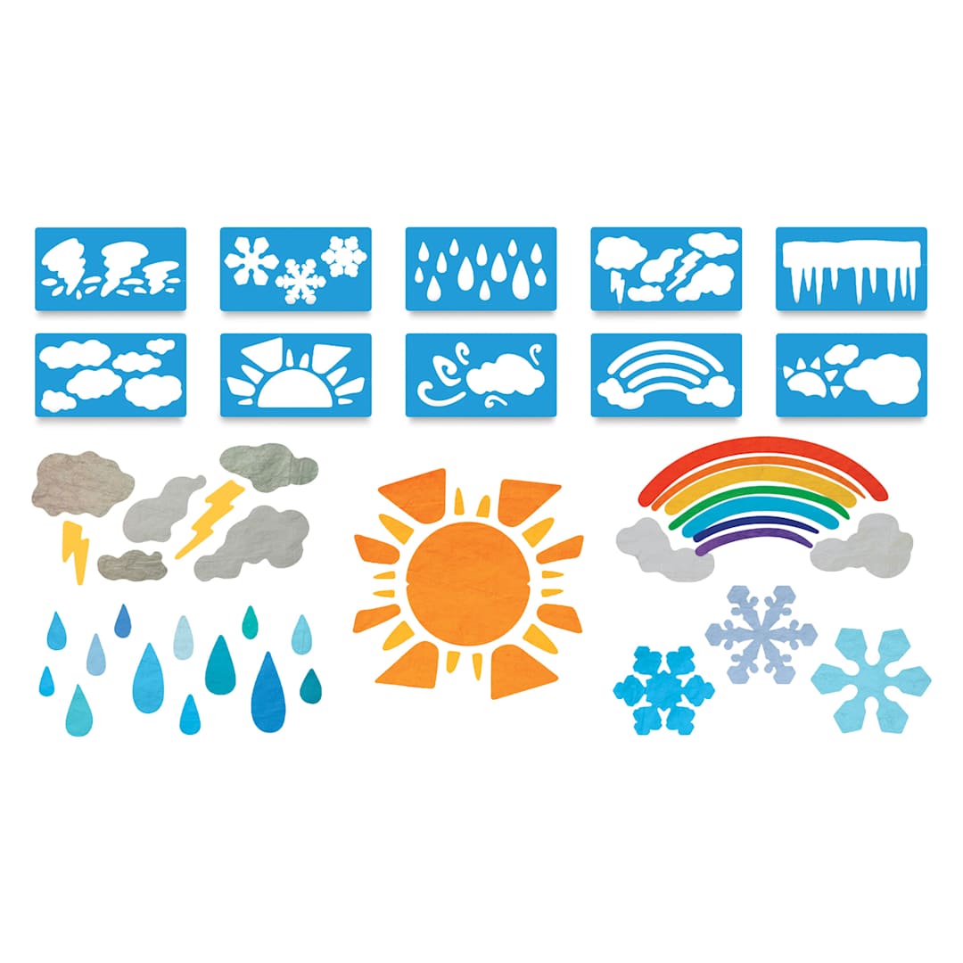 Open in modal - Roylco Jumbo Stencil Set - Weather, Set of 10