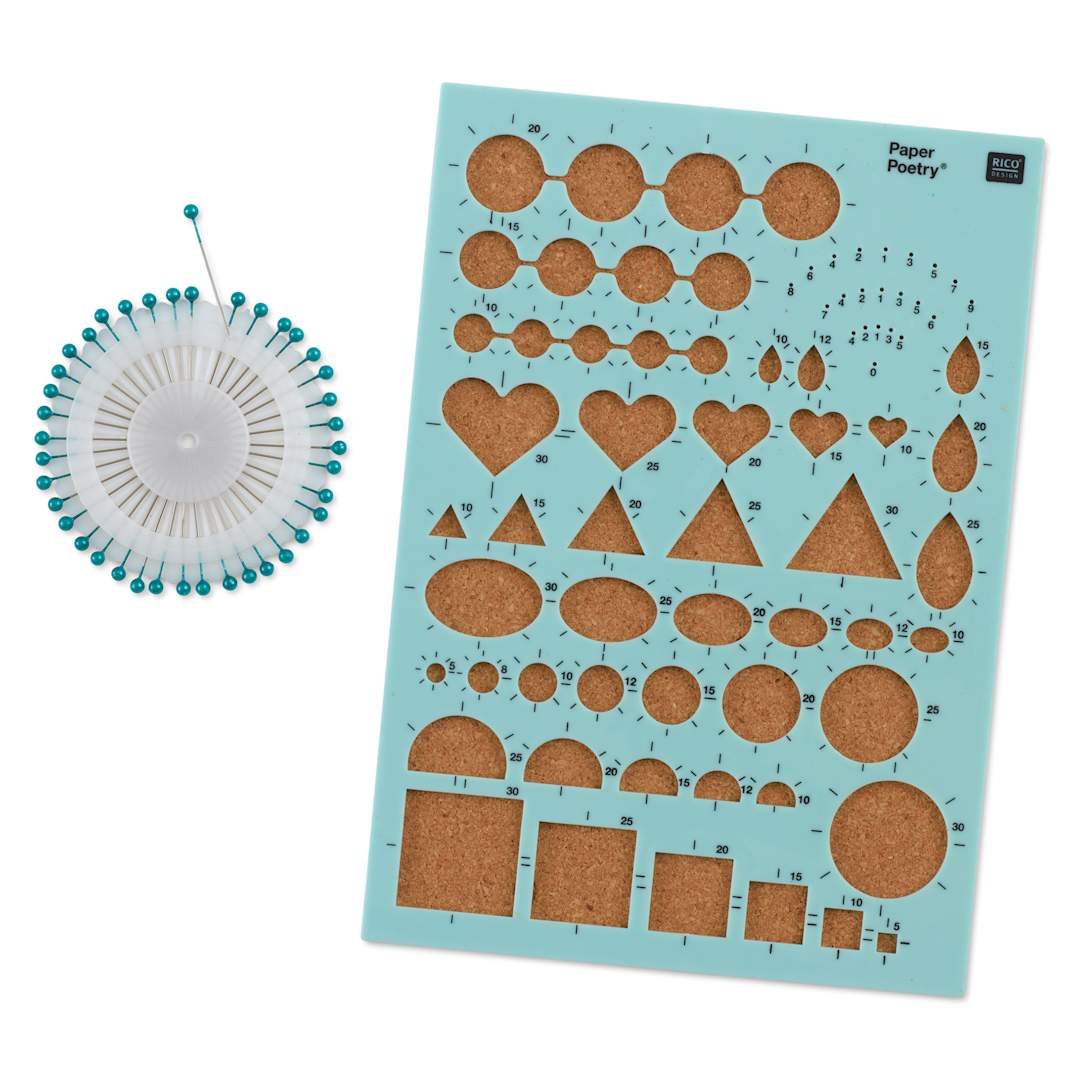 Open in modal - Rico Design Paper Poetry Quilling Cork Stencil Set - contents
