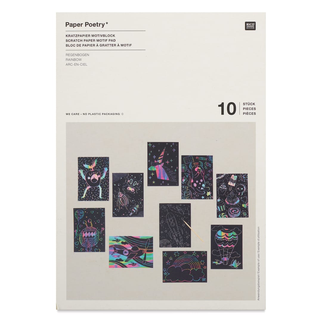 Open in modal - Rico Design Paper Poetry Scratch Paper Pads - Motifs, A5, Set of 10 Sheets - front of packaging