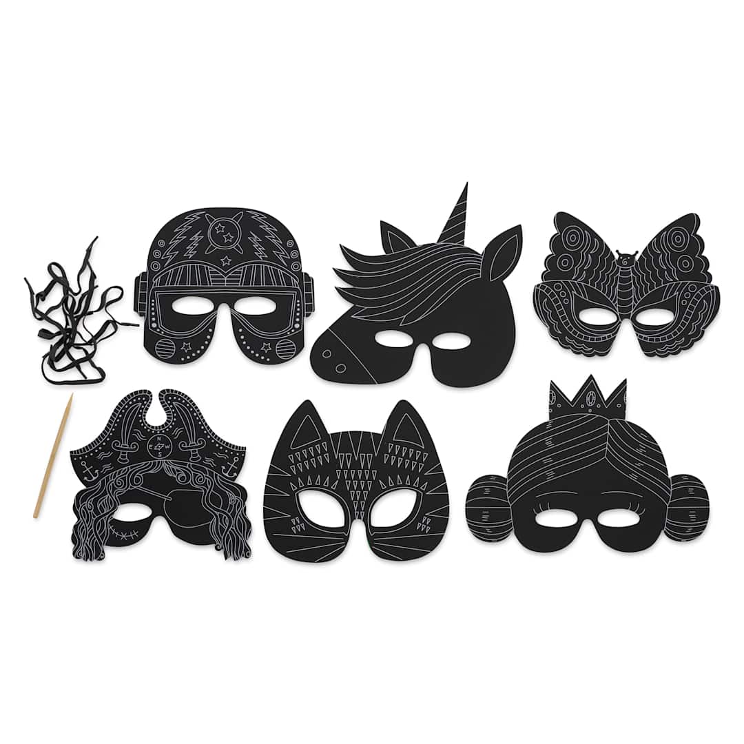Open in modal - Rico Design Paper Poetry Scratch Paper Masks - Set of 6 - contents