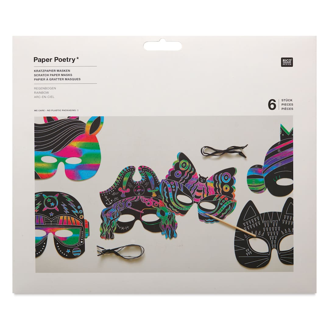 Open in modal - Rico Design Paper Poetry Scratch Paper Masks - Set of 6 - front of packaging
