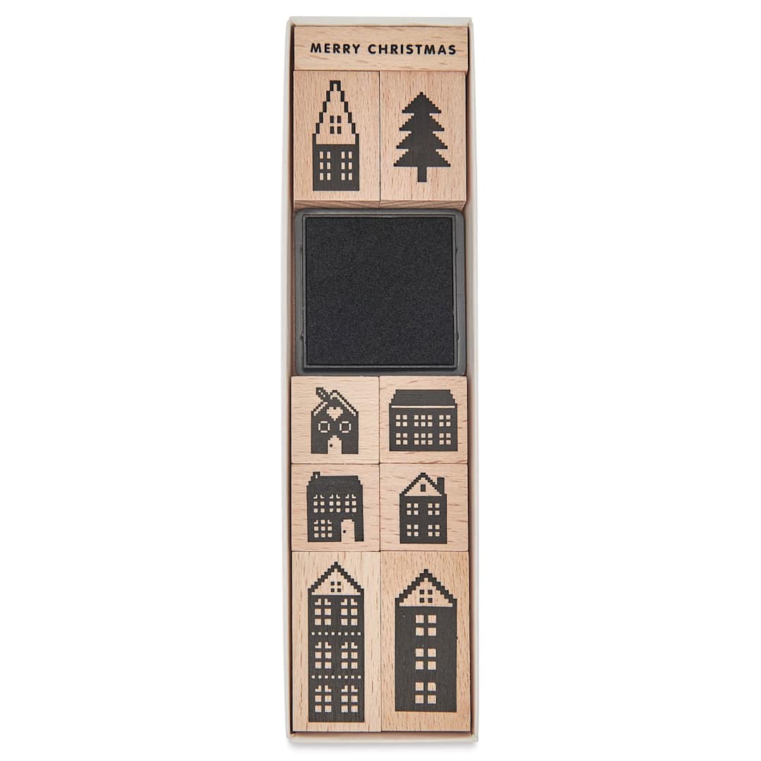 Open in modal - Rico Design Paper Poetry Stamp Set - Set of 9, Holiday Houses front of packaging
