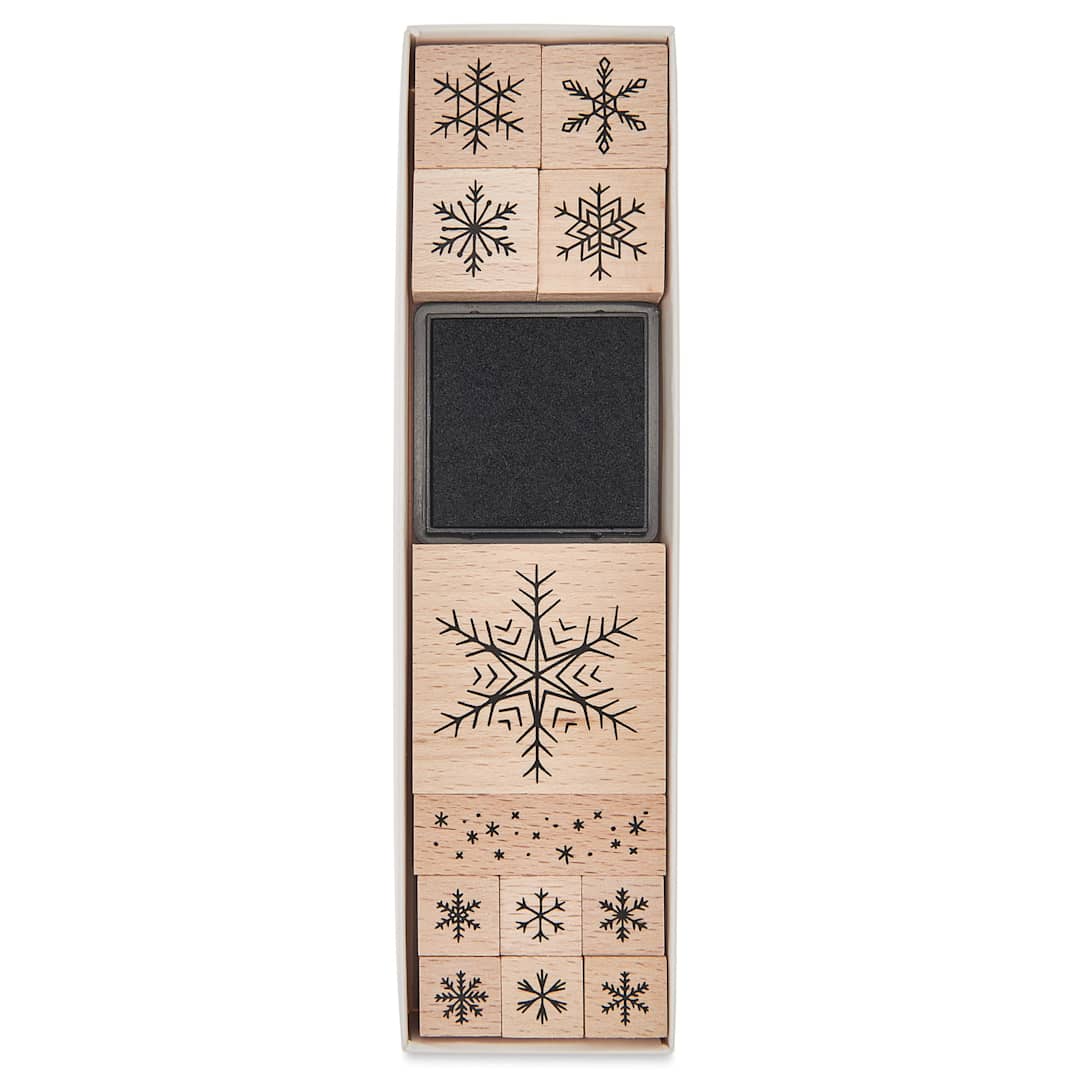Open in modal - Rico Design Paper Poetry Stamp Set - Set of 12, Snowflakes front of packaging