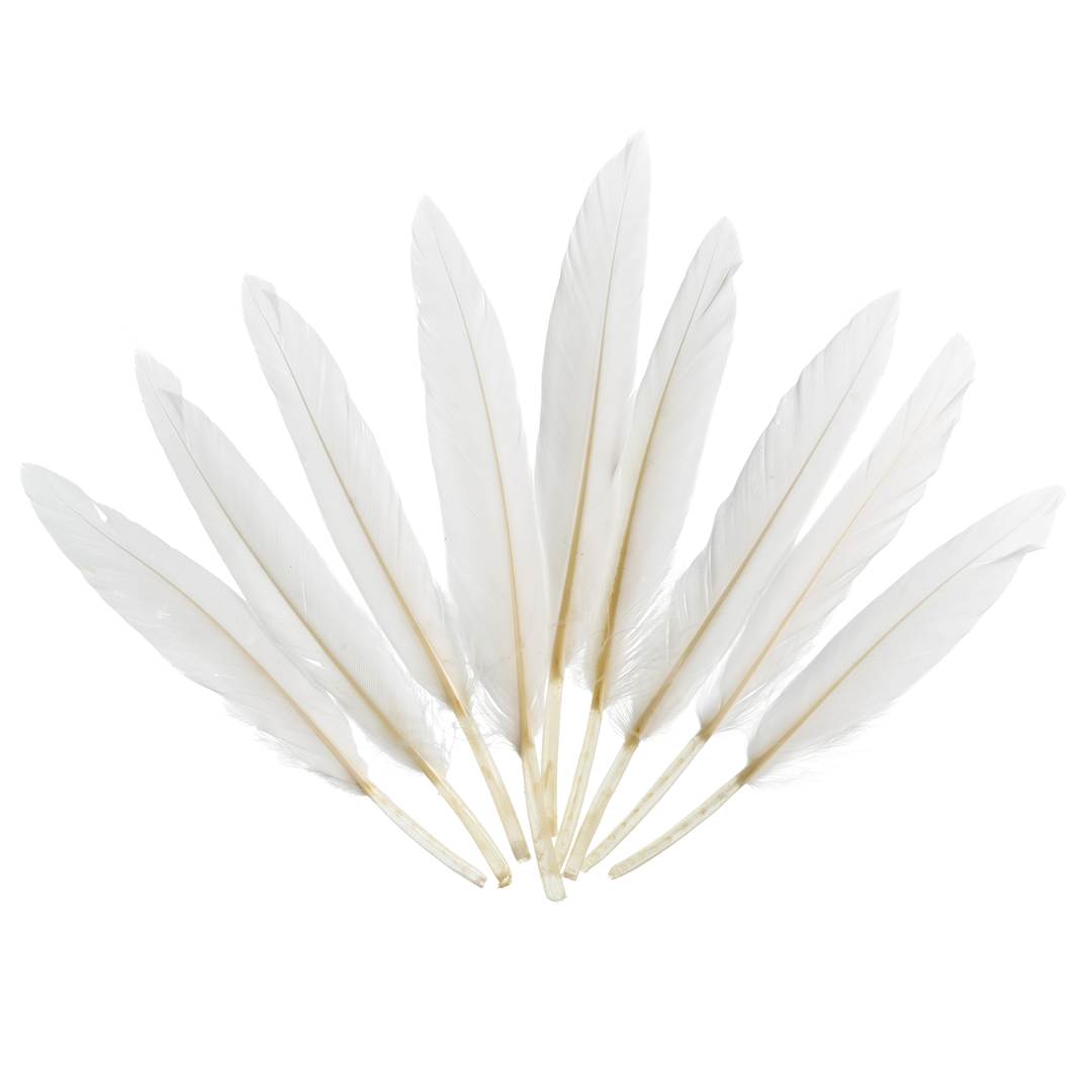 Open in modal - John Bead Duck Quill Feathers - White