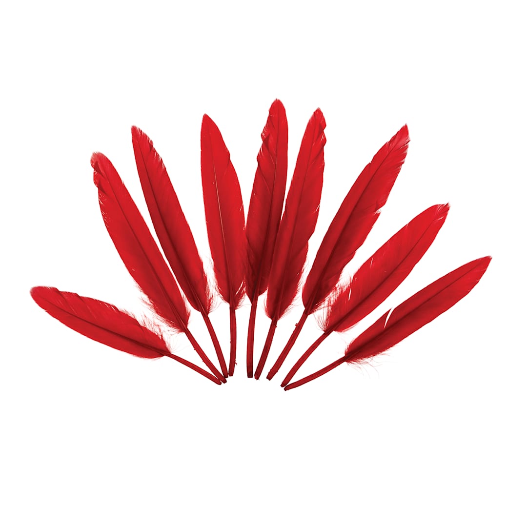Open in modal - John Bead Duck Quill Feathers - Red