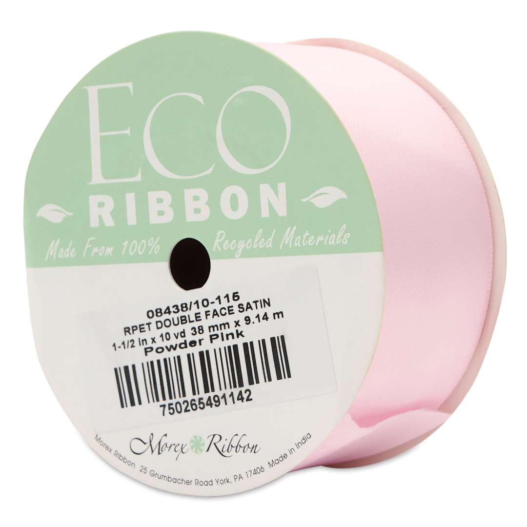 Open in modal - Morex Recycled Double Faced Satin Ribbon - Powder Pink, 1-1/2" x 10 yd, at an angle