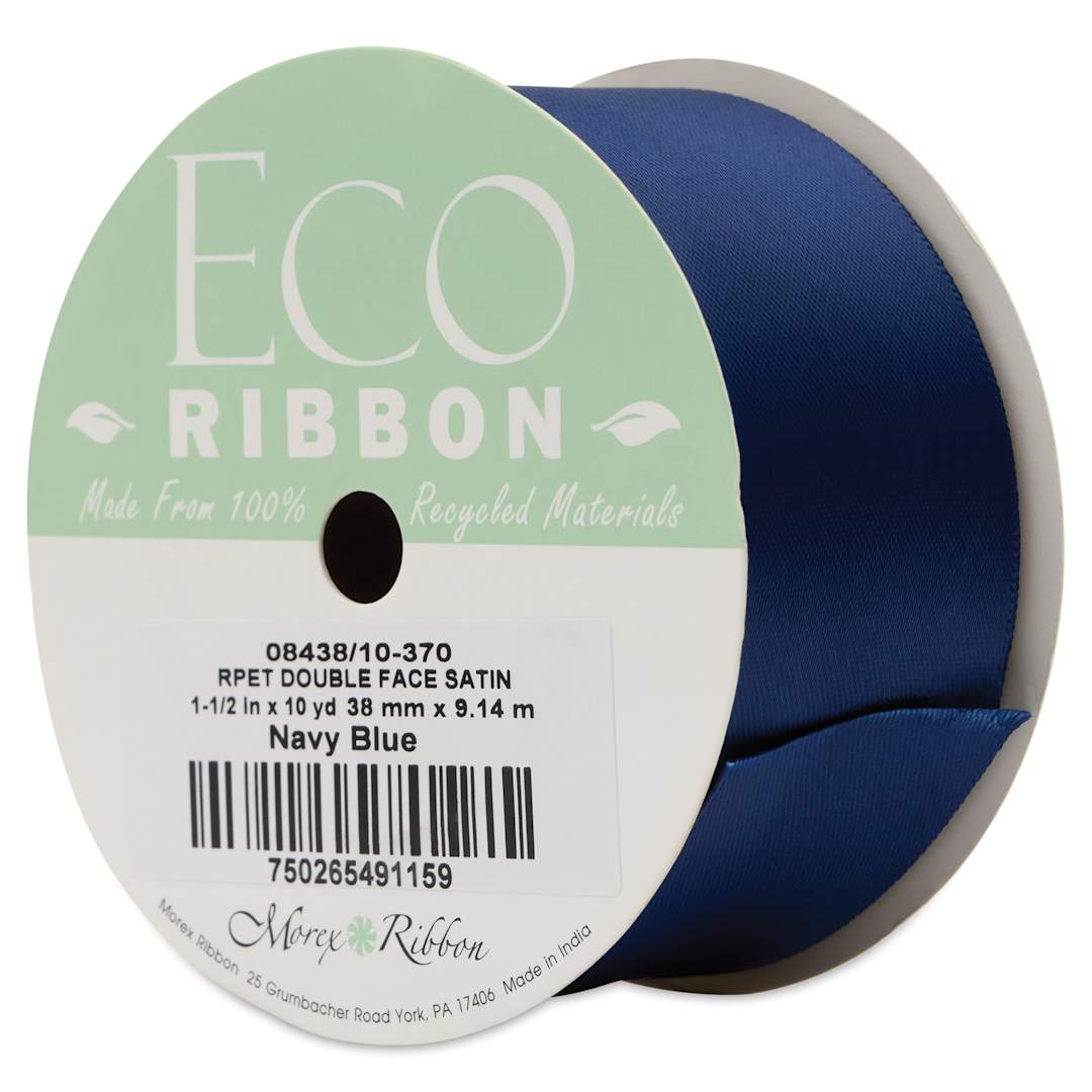 Open in modal - Morex Recycled Double Faced Satin Ribbon - Navy, 1-1/2" x 10 yd, at an angle