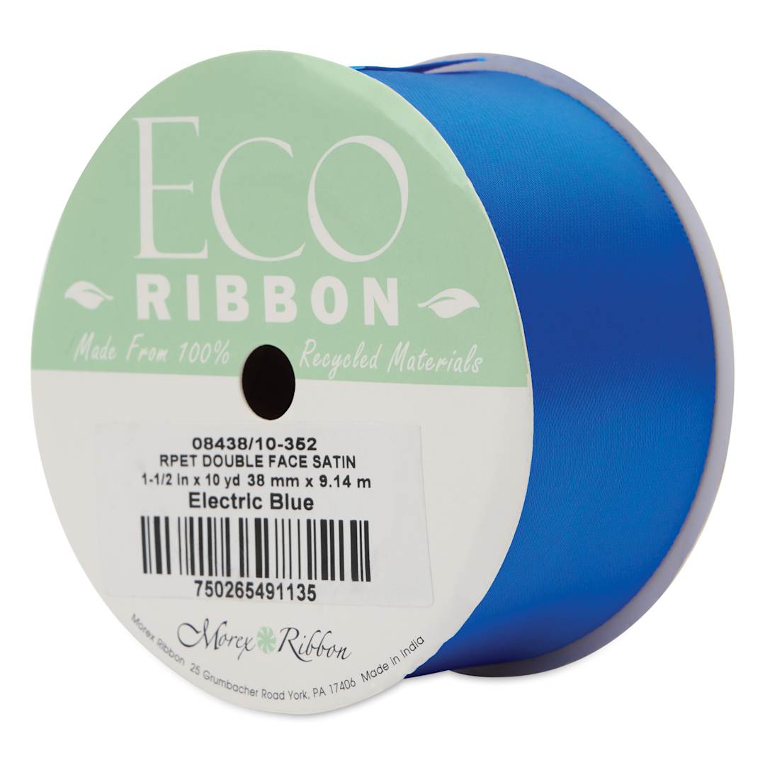 Open in modal - Morex Recycled Double Faced Satin Ribbon - Electric Blue, 1-1/2" x 10 yd, at an angle