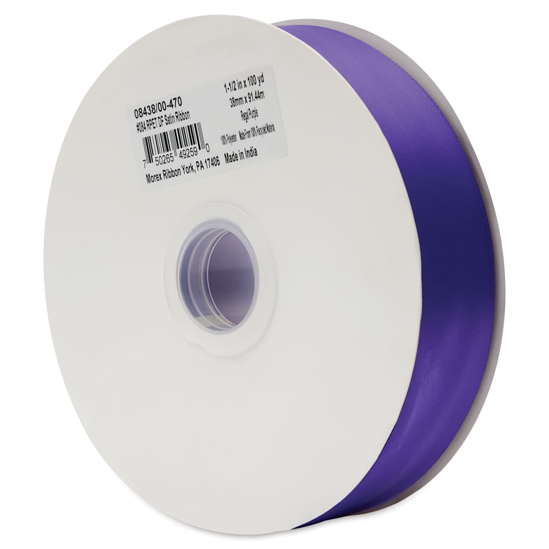 Open in modal - Morex Recycled Double Faced Satin Ribbon - Regal Purple, 1-1/2" x 100 yd, at an angle