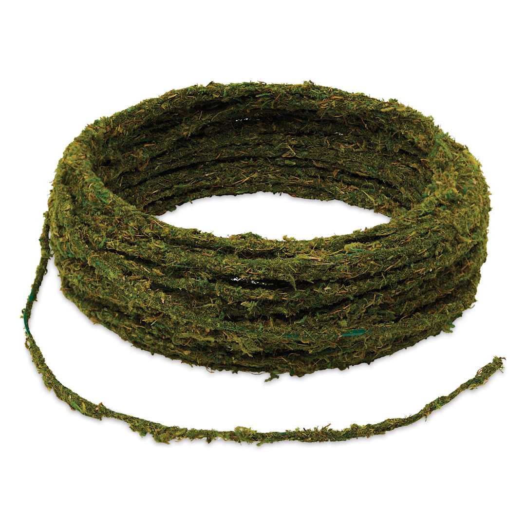 Open in modal - SuperMoss Moss Floral Wire - 60 ft Roll, wire outstreched